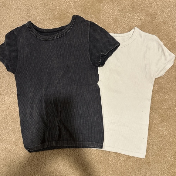 Black and White Ribbed Basic Tees - Picture 1 of 1
